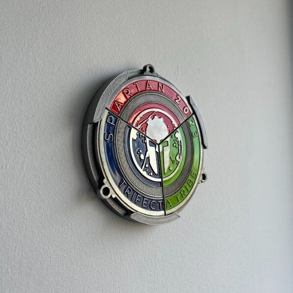 3-in-1 Spartan Trifecta Tribe Medal Wedge Display - Stand/Wall Mount/Ribbon