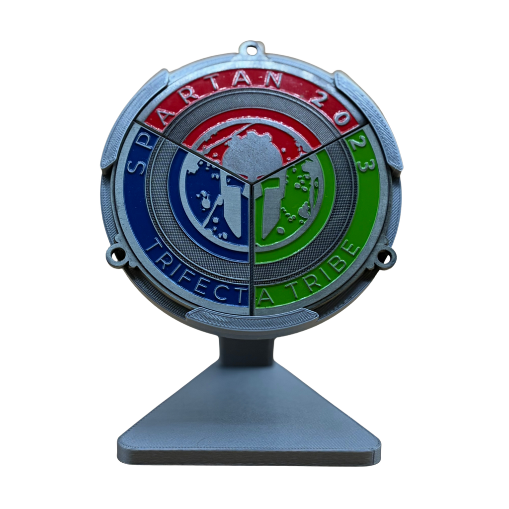 3-in-1 Spartan Trifecta Tribe Medal Wedge Display - Stand/Wall Mount/Ribbon